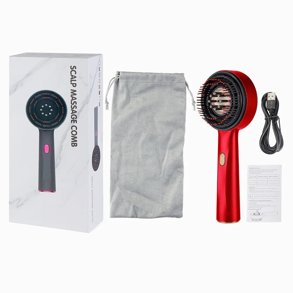 Electric Massage Comb Vibration Red Light Therapy Hair Growth Massage Scalp Massage Brush Anti Hair Loss Liquid Oil Applicator