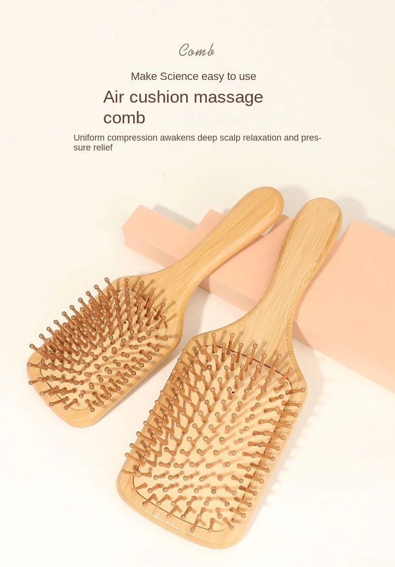 Bamboo Scalp Massage Hair Brush - Natural Wood Comb for Hair Growth and Scalp Health
