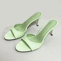 Heeled Slippers - Elegant Thin Heel Slides for Women