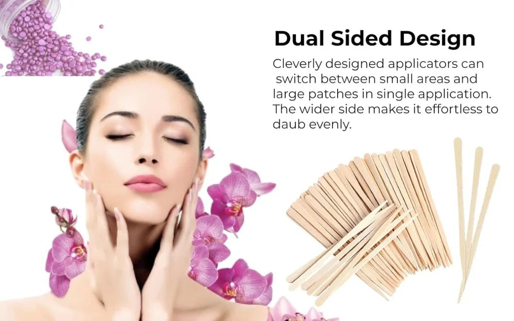 Wooden Wax Applicator Sticks - 100 Pack Disposable Hair Removal Spatulas