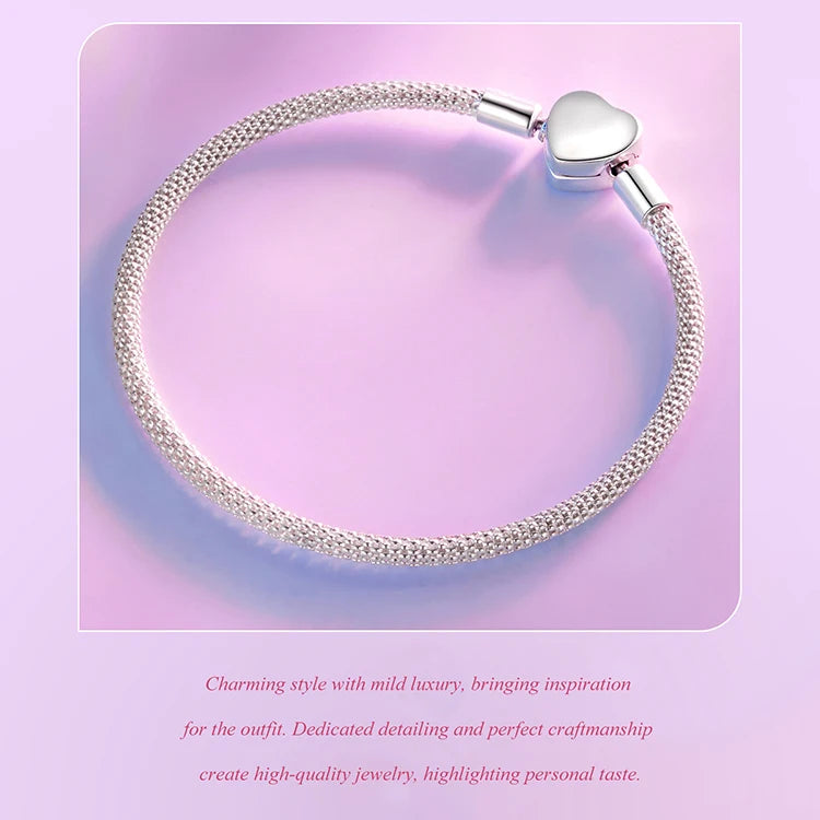 Sterling Silver Heart Bracelet - Elegant Bangle for Women