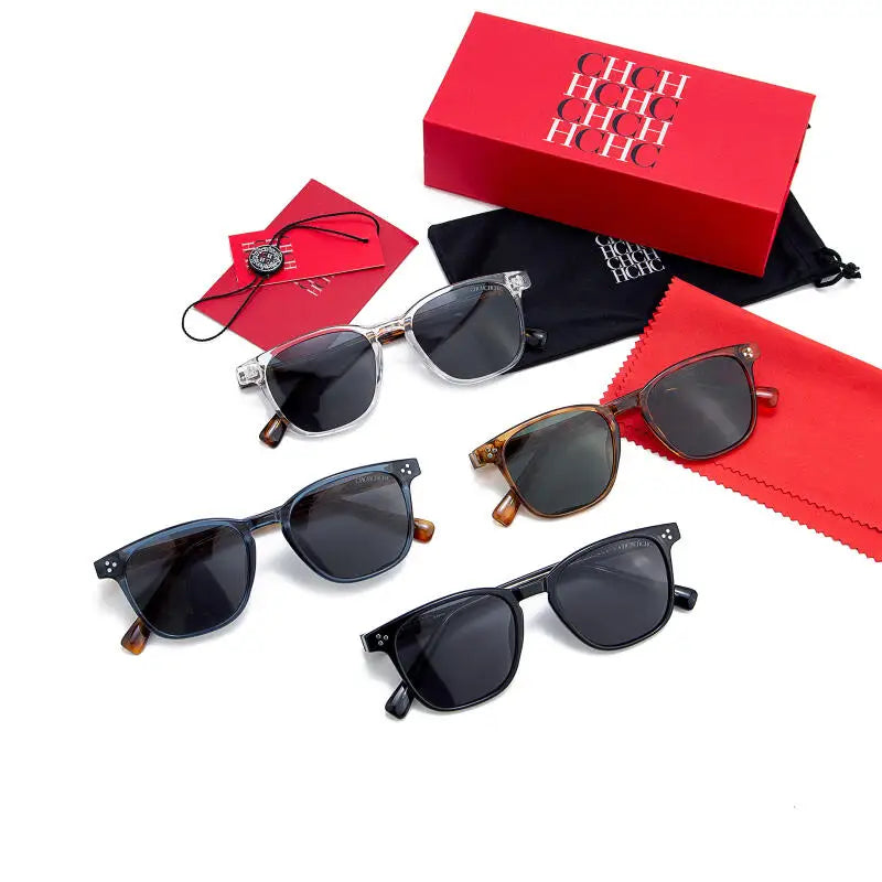 CH Minimalist Square Sunglasses Acetate Frame UV Protection Classic Unisex Design Full Set With Case Fashion Eyewear