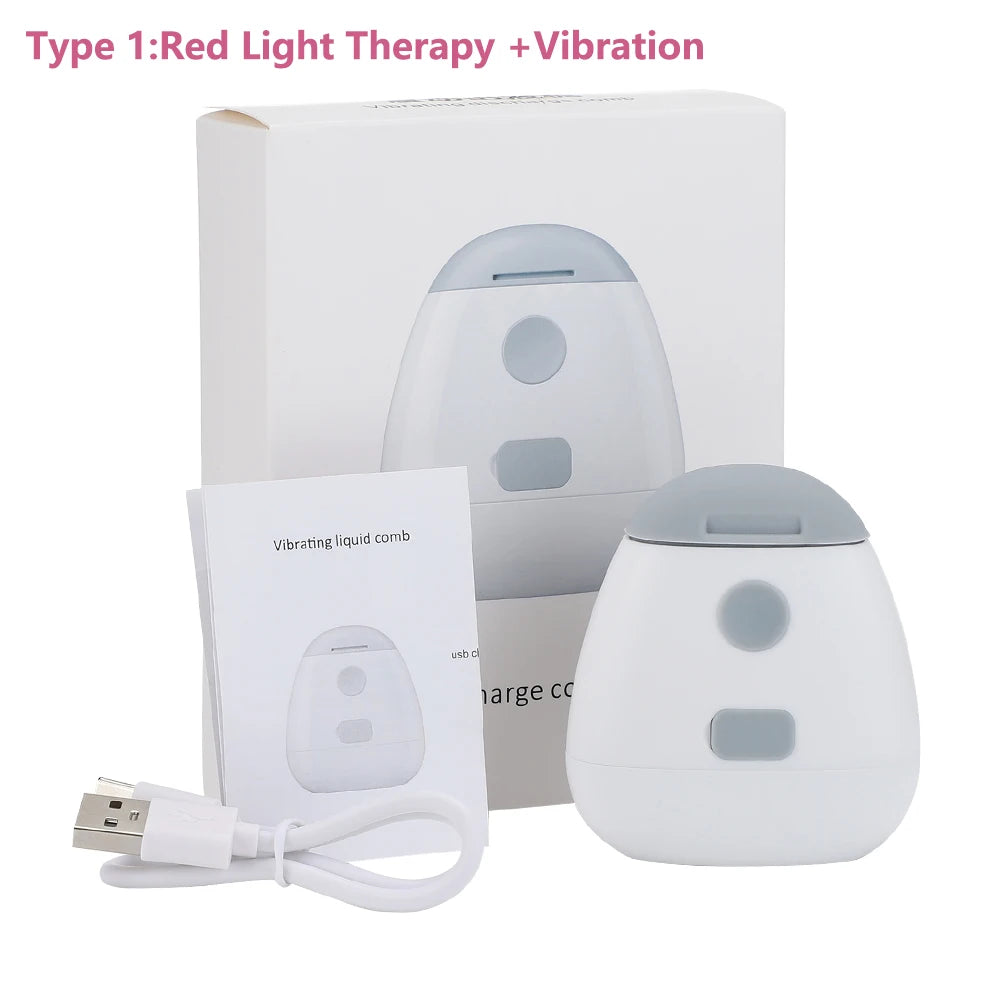 Red Light Therapy Hair Growth Massage Comb Electric Vibration Head Massager Scalp Massage Brush Hair Oil Liquid Applicator
