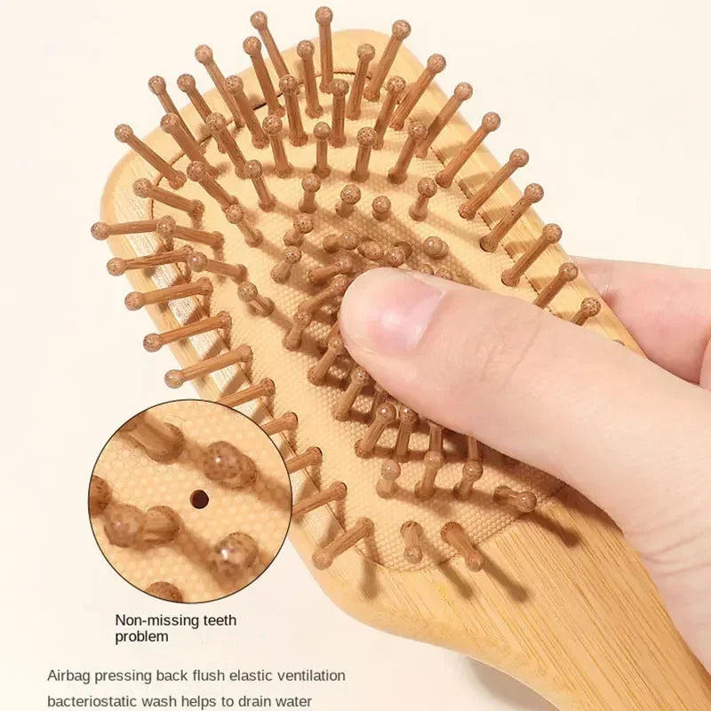 Bamboo Scalp Massage Hair Brush - Natural Wood Comb for Hair Growth and Scalp Health