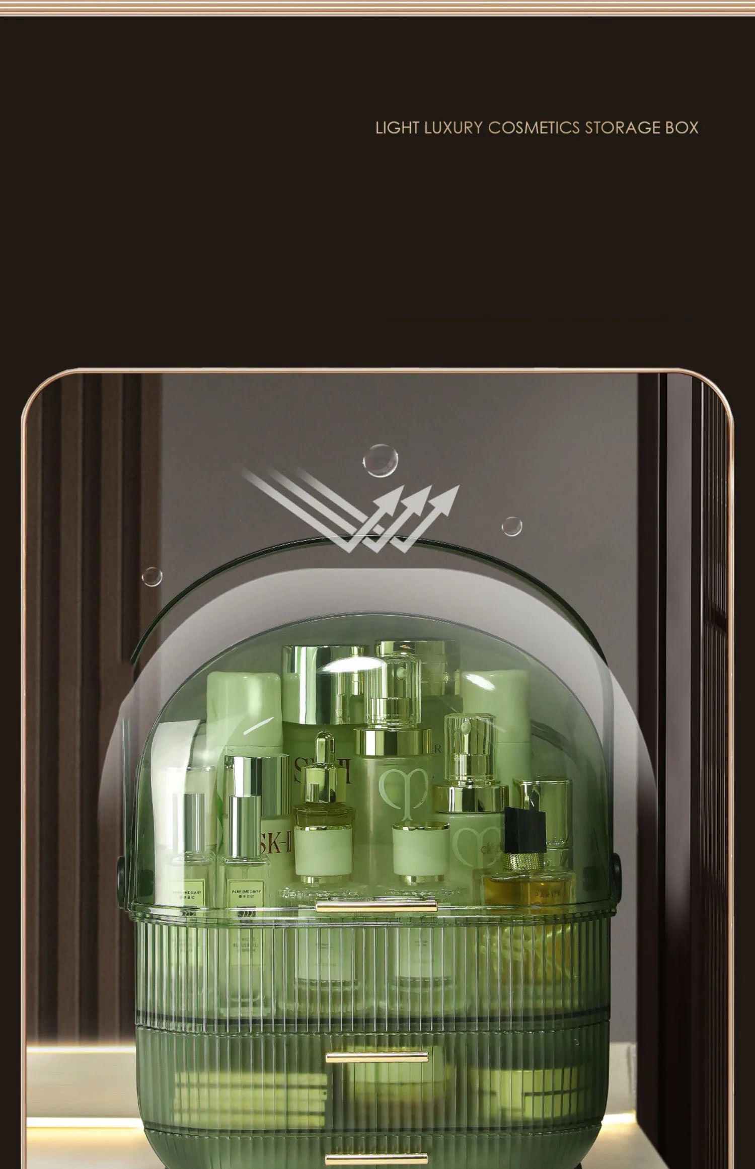 Large Makeup Organizer with Drawers and Lid - Dustproof Cosmetics Storage Box