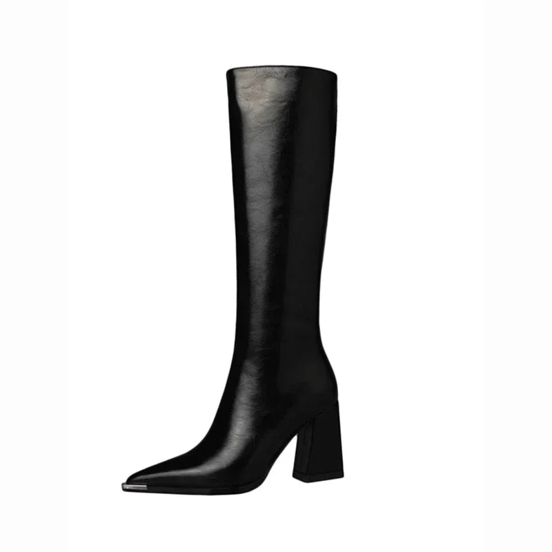 Pointed Toe High Boots - Side Zipper Party Heels