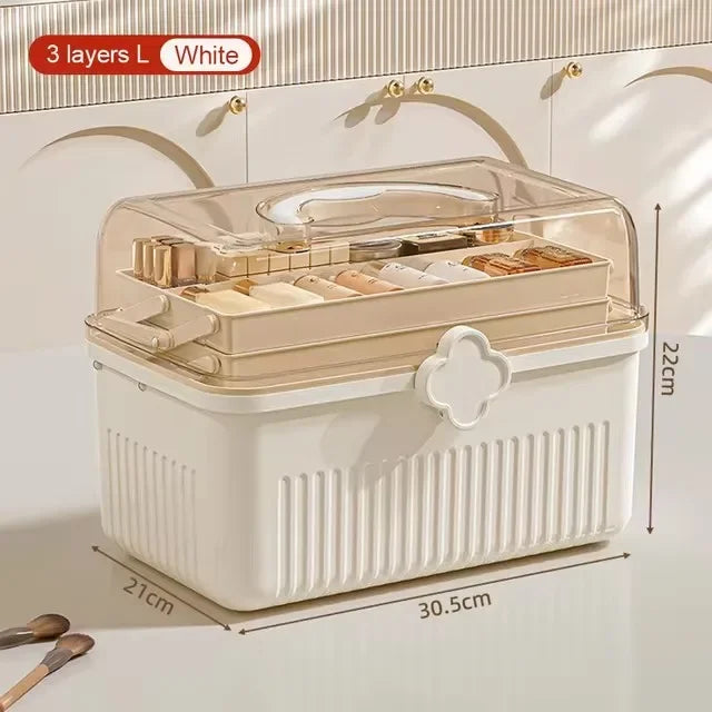 Large Capacity Makeup Storage Organizer Dust-proof Skincare Storage Box for Lipstick Eyeshadow Cosmetic Medicine Organizer