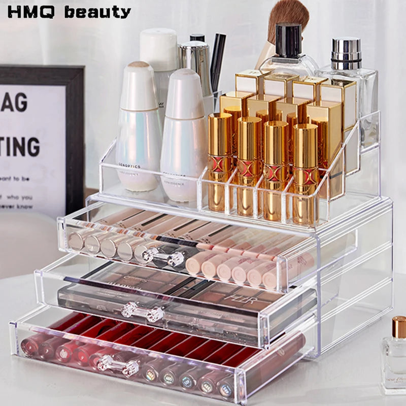 Clear Acrylic Makeup Organizer with 4 Drawers