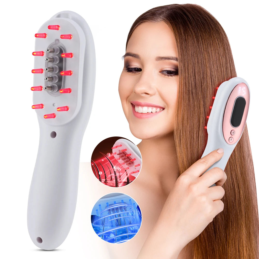 Red Light Therapy Hair Growth Massage Comb Electric Vibration Head Massager Scalp Massage Brush Hair Oil Liquid Applicator