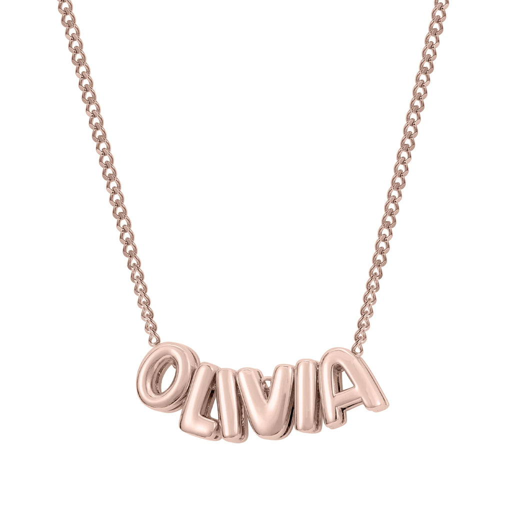 Personalized 3D Puff Name Necklace - 18k Gold Plated Custom Initial Letter Jewelry