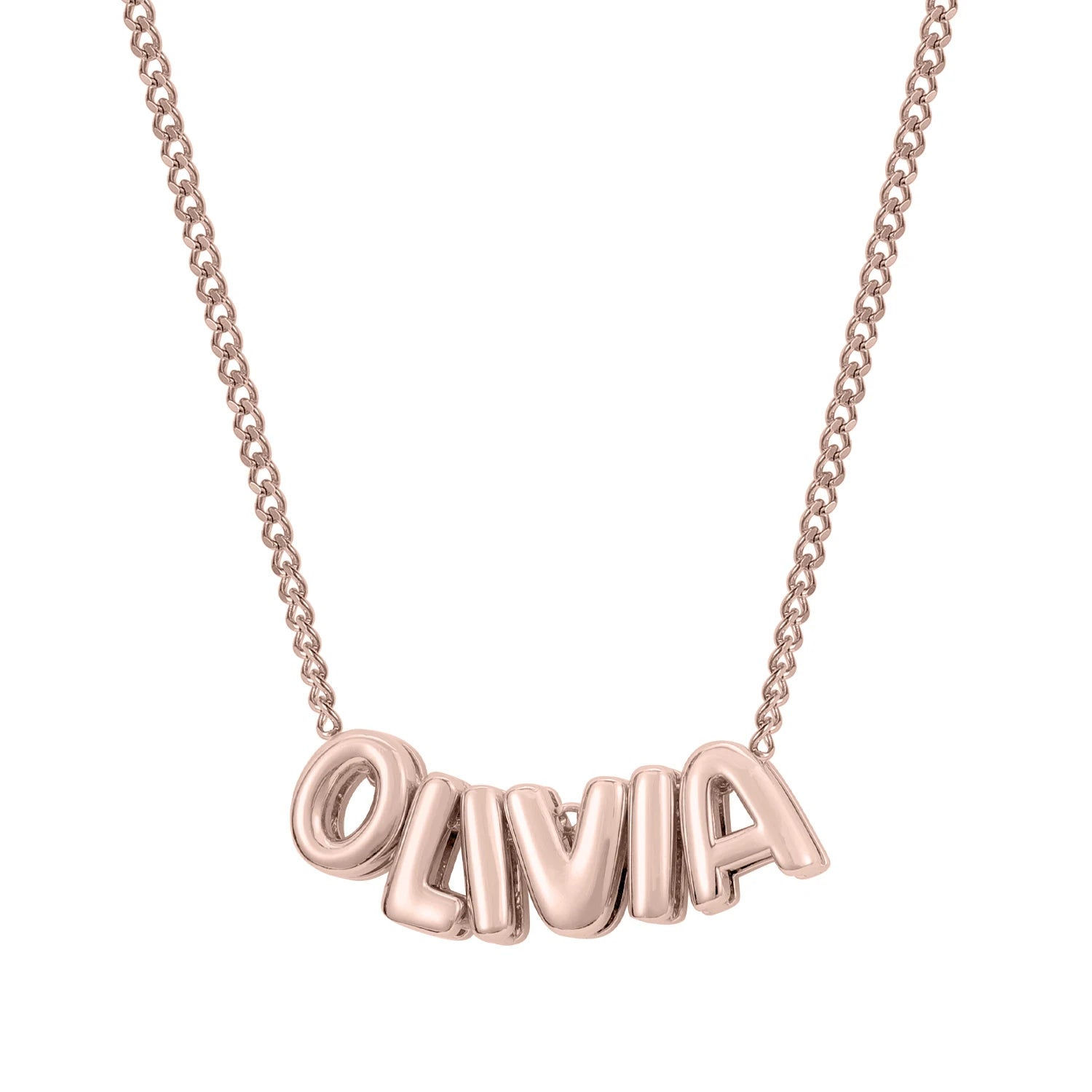 Personalized 3D Puff Name Necklace - 18k Gold Plated Custom Initial Letter Jewelry
