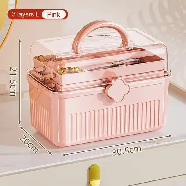 Large Capacity Makeup Storage Organizer Dust-proof Skincare Storage Box for Lipstick Eyeshadow Cosmetic Medicine Organizer