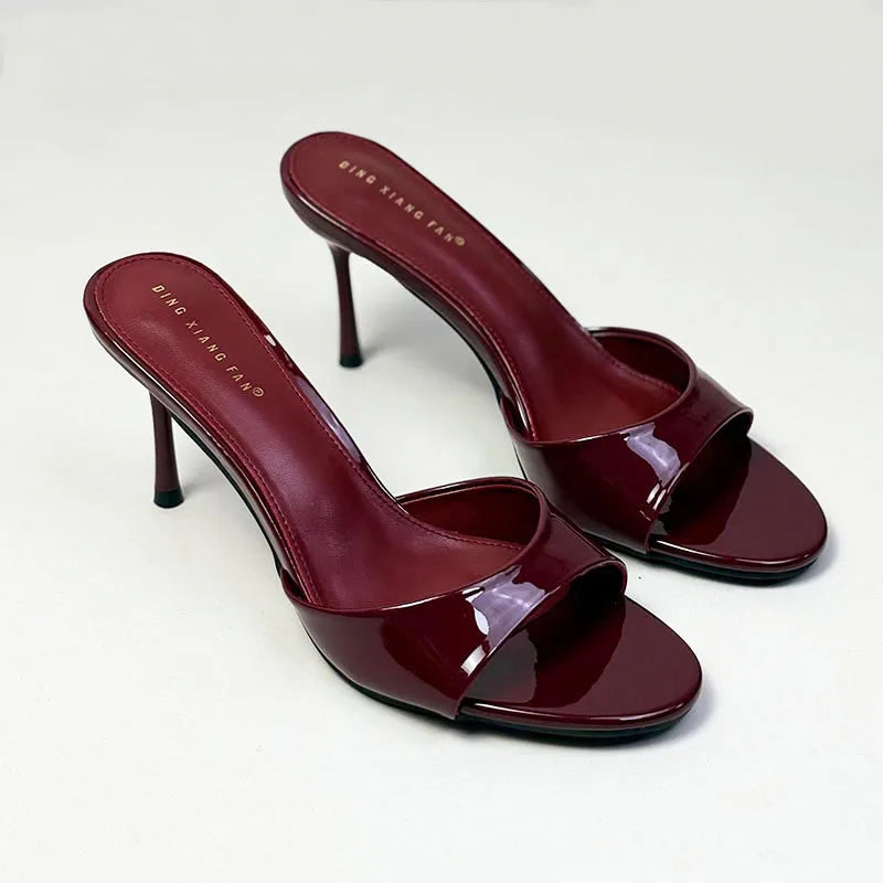 Heeled Slippers - Elegant Thin Heel Slides for Women