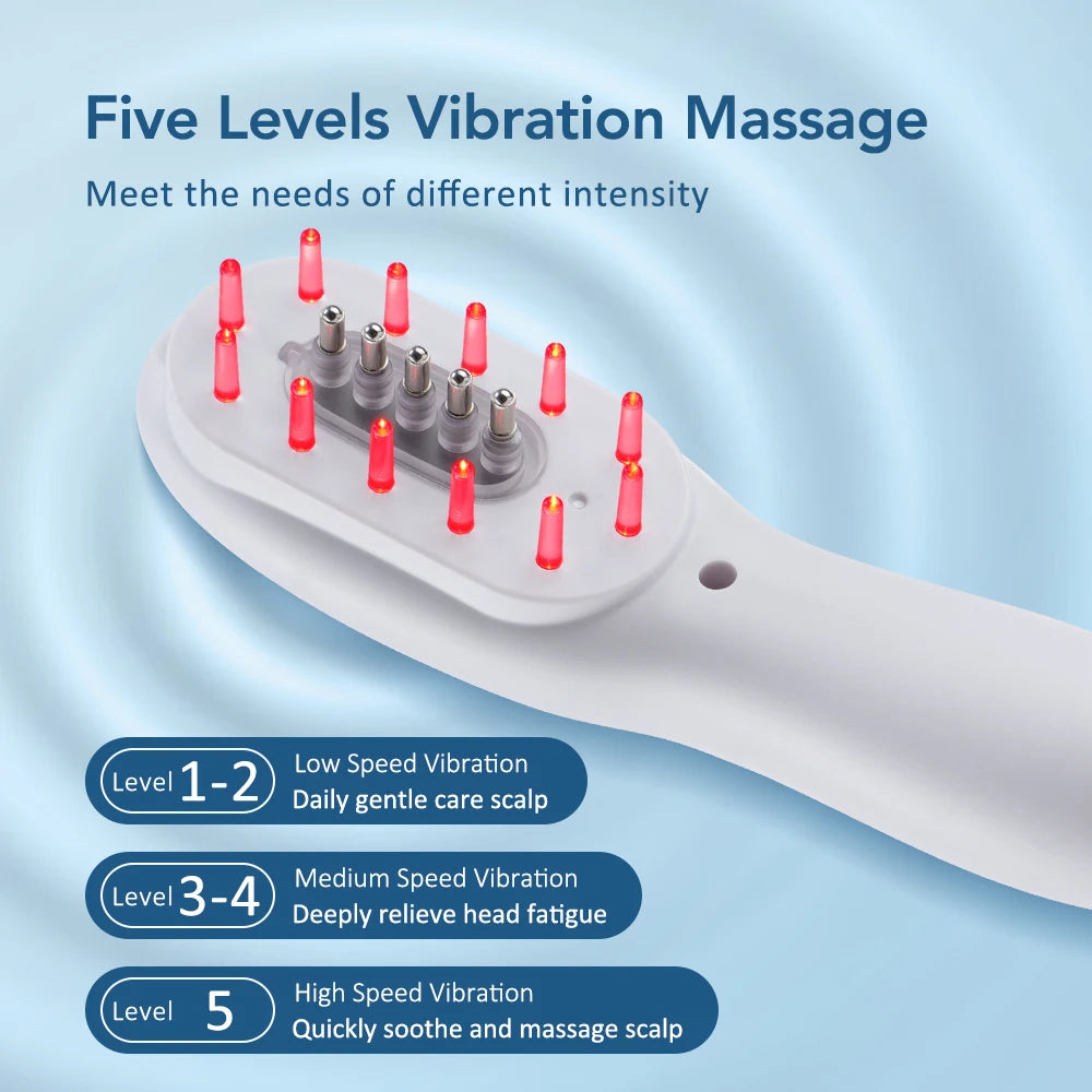 Red Light Therapy Hair Growth Massage Comb Electric Vibration Head Massager Scalp Massage Brush Hair Oil Liquid Applicator