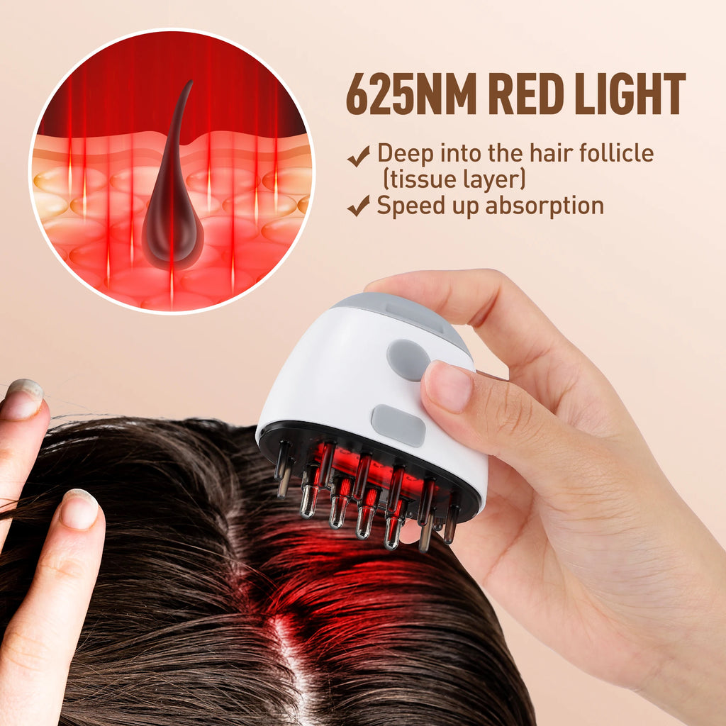 Red Light Therapy Hair Growth Massage Comb Electric Vibration Head Massager Scalp Massage Brush Hair Oil Liquid Applicator