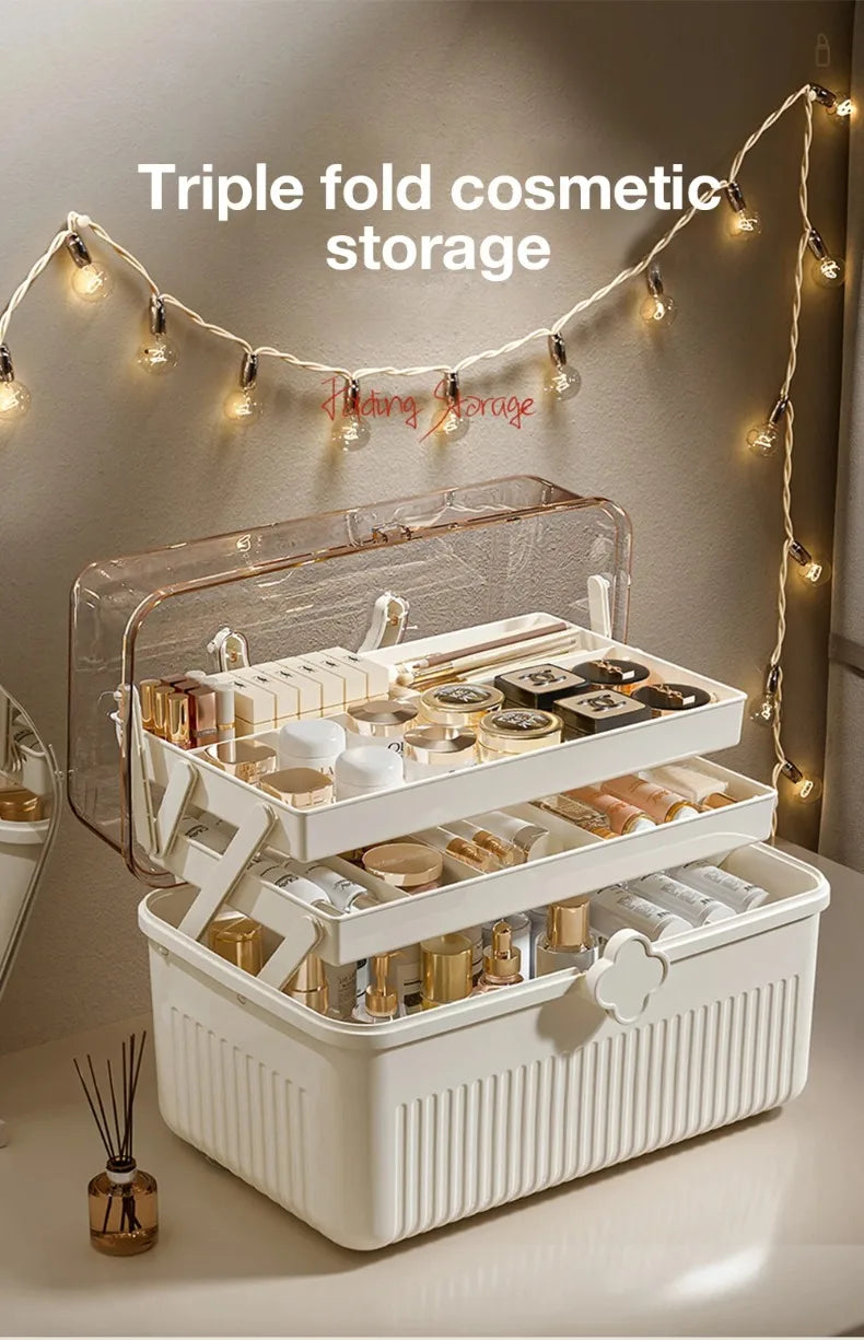 Large Capacity Makeup Storage Organizer Dust-proof Skincare Storage Box for Lipstick Eyeshadow Cosmetic Medicine Organizer