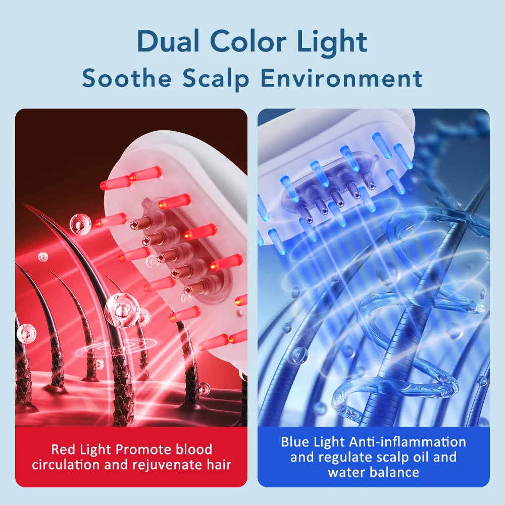 Red Light Therapy Hair Growth Massage Comb Electric Vibration Head Massager Scalp Massage Brush Hair Oil Liquid Applicator