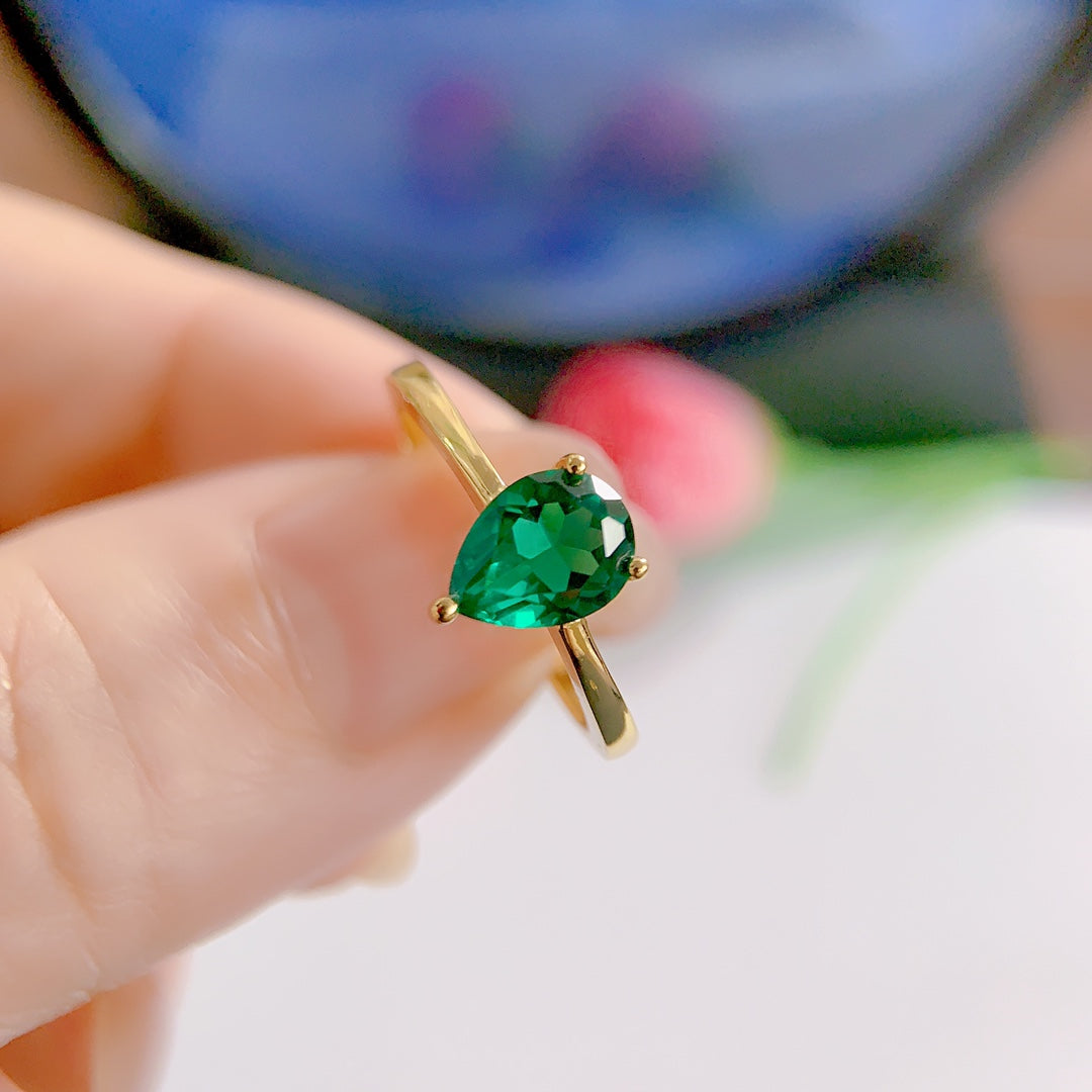 Colombian Emerald Sterling Silver Ring - Natural Gemstone Engagement Ring