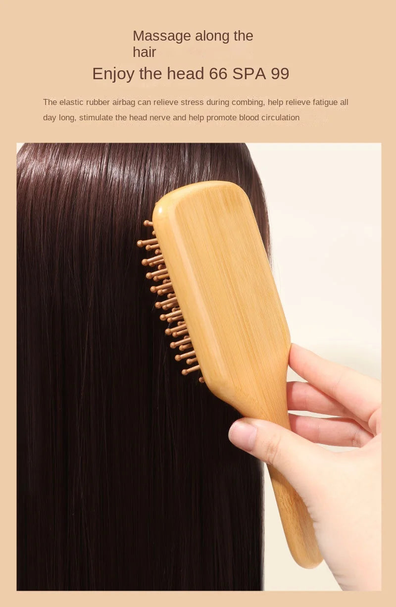 Bamboo Scalp Massage Hair Brush - Natural Wood Comb for Hair Growth and Scalp Health