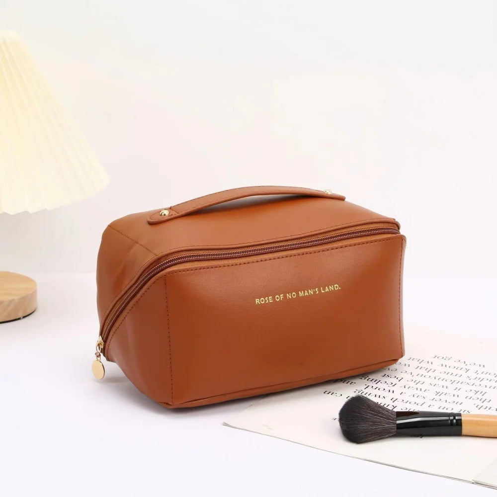 Waterproof Travel Makeup Bag - Large Capacity Cosmetics Organizer with Handle