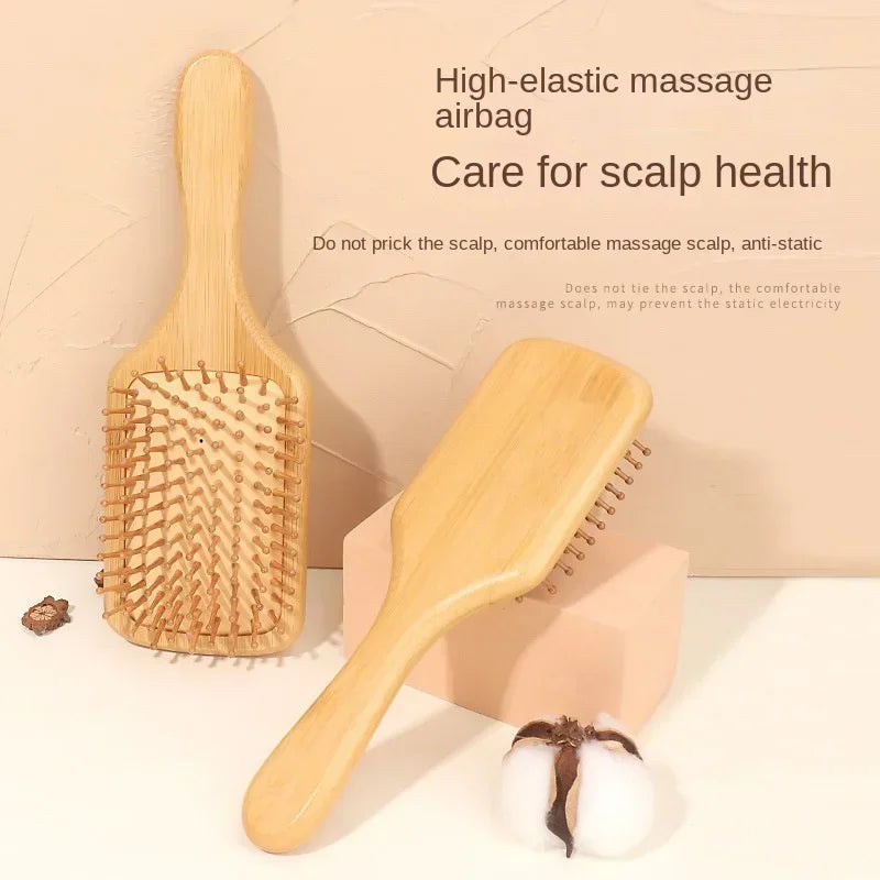 Bamboo Scalp Massage Hair Brush - Natural Wood Comb for Hair Growth and Scalp Health