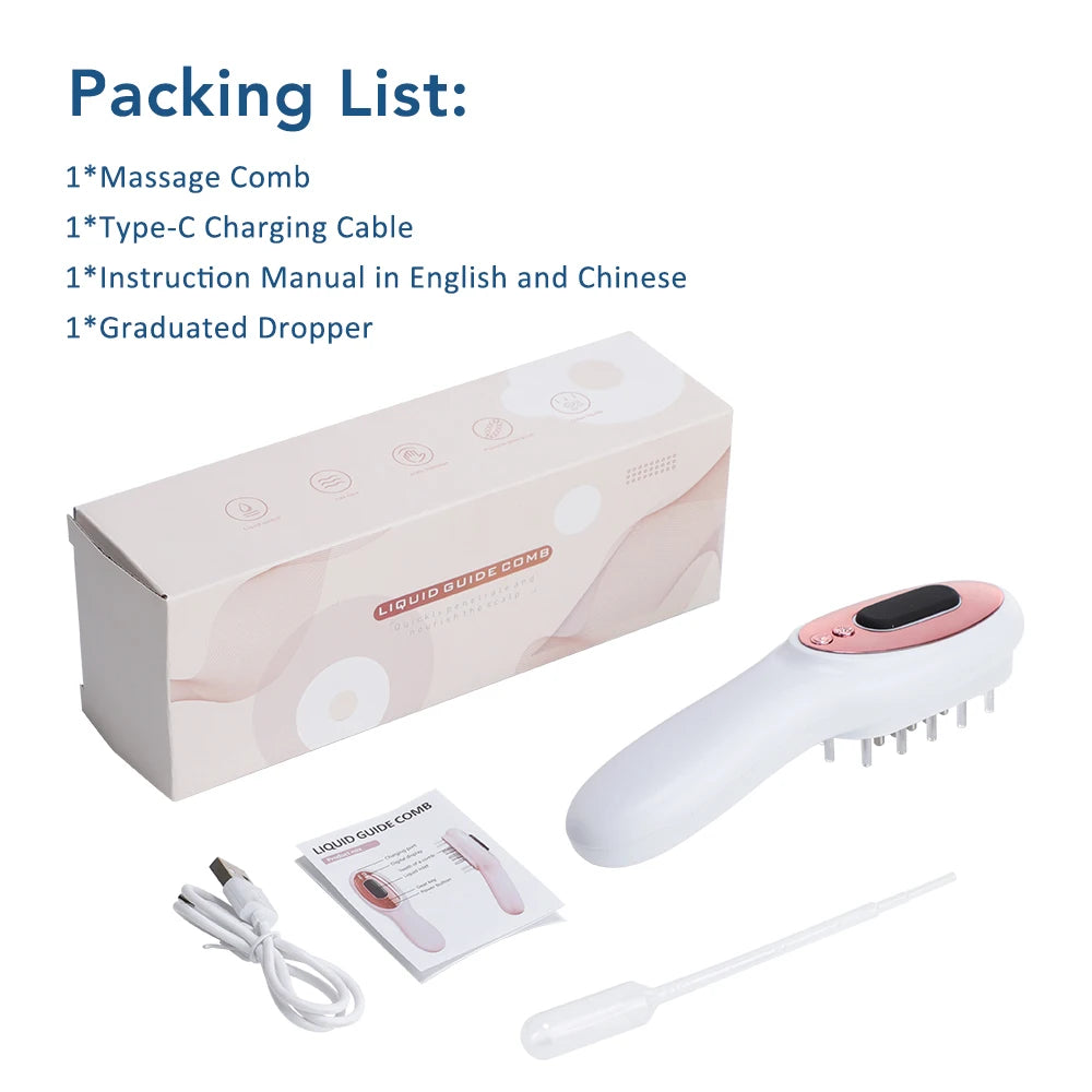 Red Light Therapy Hair Growth Massage Comb Electric Vibration Head Massager Scalp Massage Brush Hair Oil Liquid Applicator