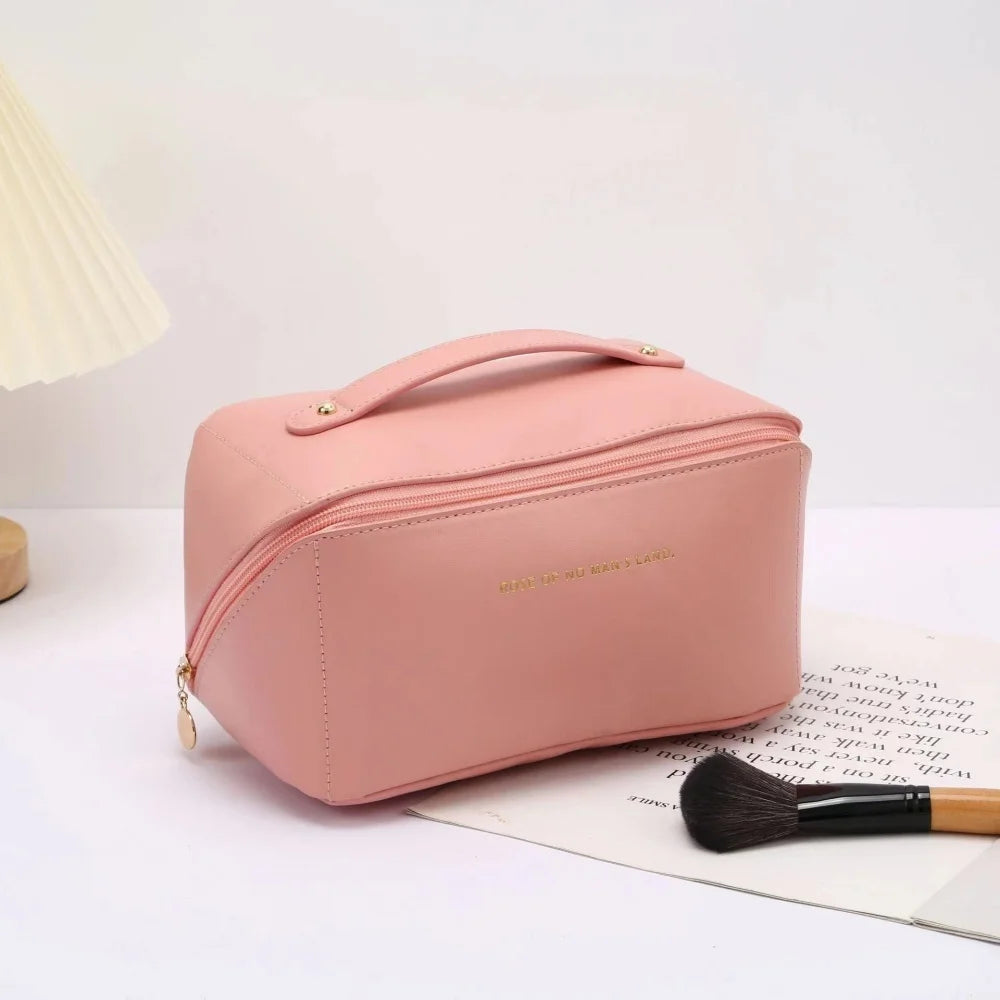 Waterproof Travel Makeup Bag - Large Capacity Cosmetics Organizer with Handle
