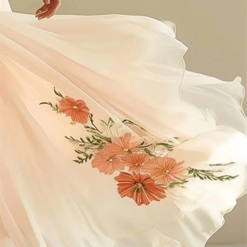 Floral V-Neck Boho Maxi Dress - Flowy Summer High Waist Dress