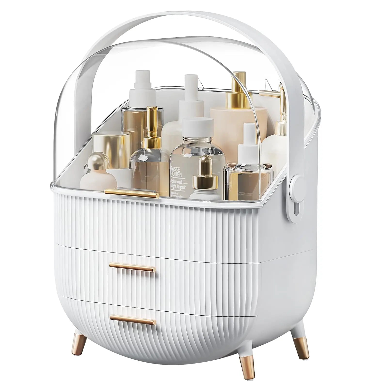 Large Makeup Organizer with Drawers and Lid - Dustproof Cosmetics Storage Box