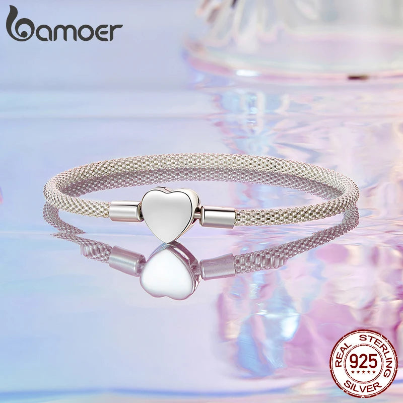 Sterling Silver Heart Bracelet - Elegant Bangle for Women
