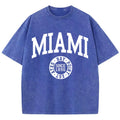Distressed Cotton Graphic Tee - Vintage Washed Streetwear T-Shirt for Women