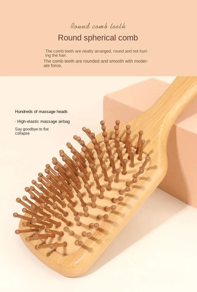 Bamboo Scalp Massage Hair Brush - Natural Wood Comb for Hair Growth and Scalp Health