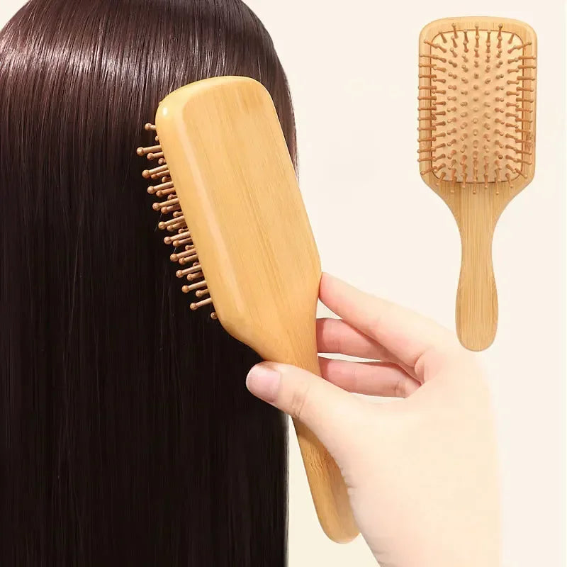 Bamboo Scalp Massage Hair Brush - Natural Wood Comb for Hair Growth and Scalp Health