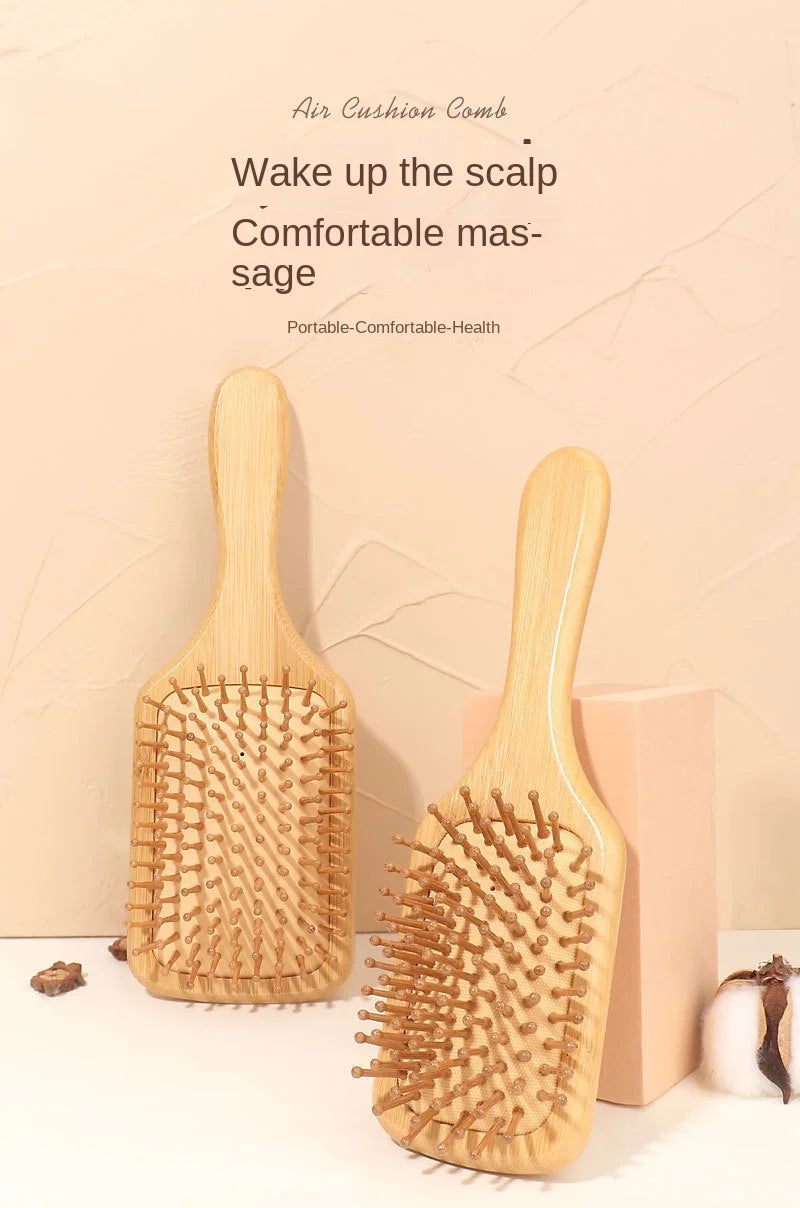 Bamboo Scalp Massage Hair Brush - Natural Wood Comb for Hair Growth and Scalp Health