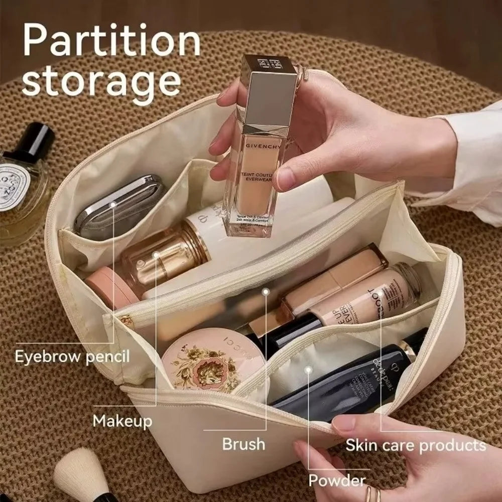 Waterproof Travel Makeup Bag - Large Capacity Cosmetics Organizer with Handle
