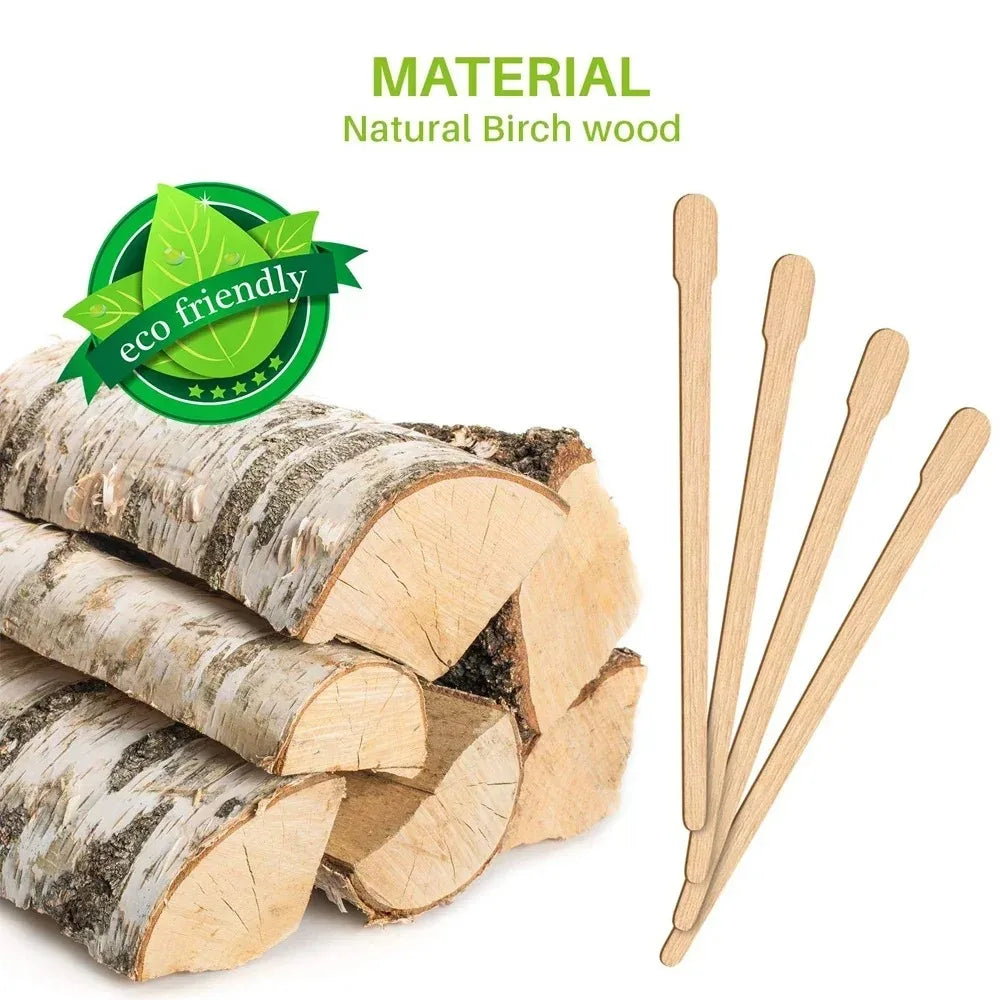 Wooden Wax Applicator Sticks - 100 Pack Disposable Hair Removal Spatulas