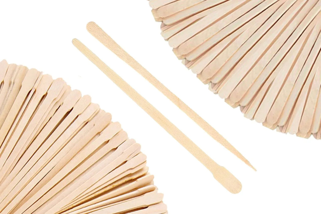 Wooden Wax Applicator Sticks - 100 Pack Disposable Hair Removal Spatulas