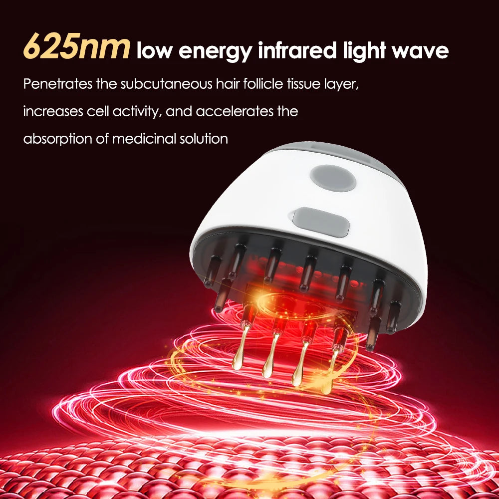 Red Light Therapy Hair Growth Massage Comb Electric Vibration Head Massager Scalp Massage Brush Hair Oil Liquid Applicator