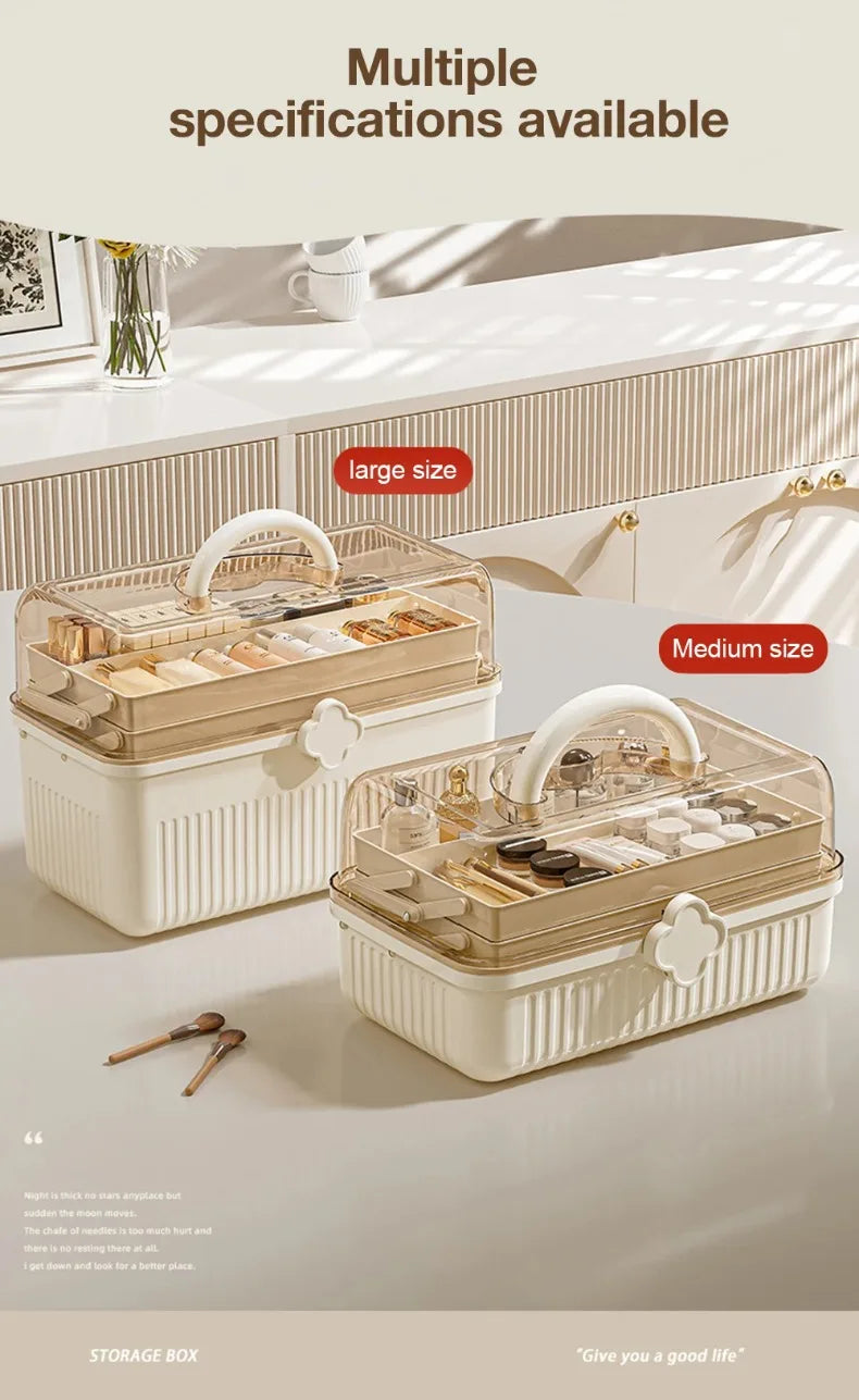 Large Capacity Makeup Storage Organizer Dust-proof Skincare Storage Box for Lipstick Eyeshadow Cosmetic Medicine Organizer