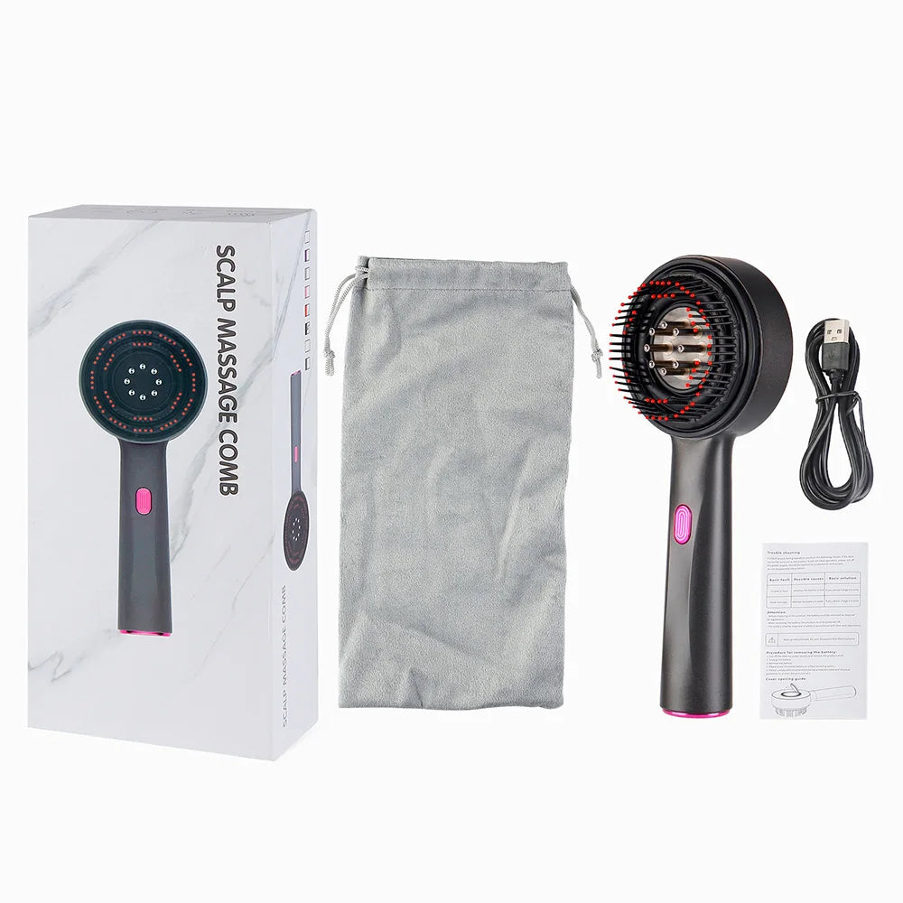 Electric Massage Comb Vibration Red Light Therapy Hair Growth Massage Scalp Massage Brush Anti Hair Loss Liquid Oil Applicator