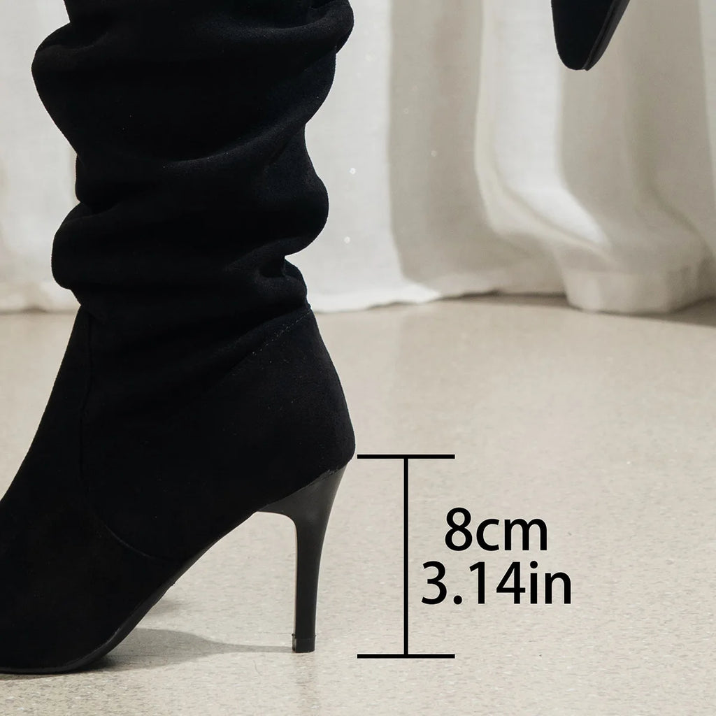 Knee-High Suede Boots - Elegant Pointed Toe High Heel Boots