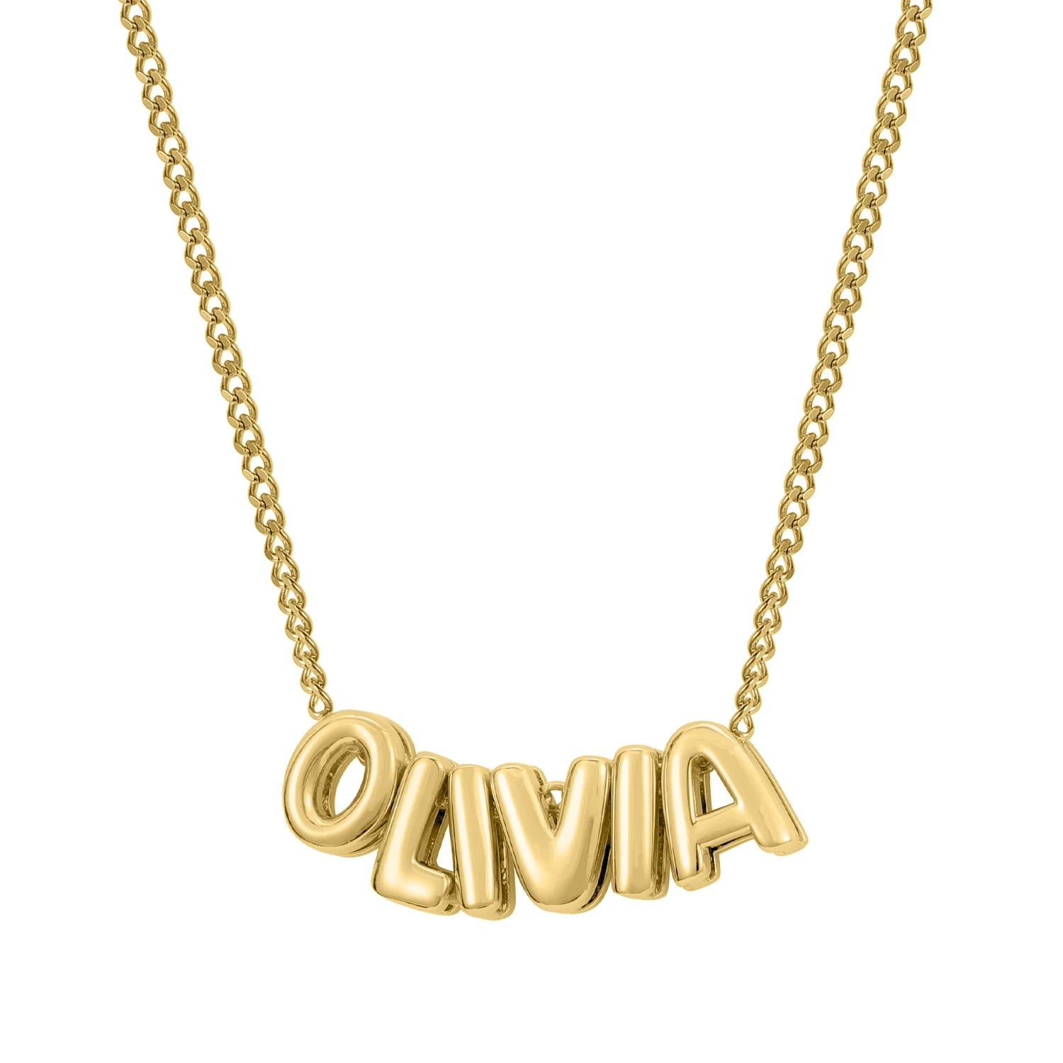 Personalized 3D Puff Name Necklace - 18k Gold Plated Custom Initial Letter Jewelry