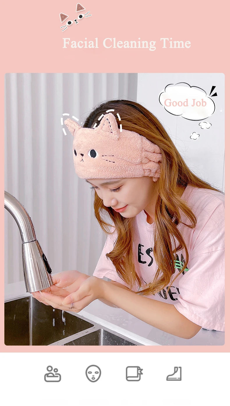 Plush Spa Headband - Soft Face Washing Hair Band for Skincare and Makeup Routine