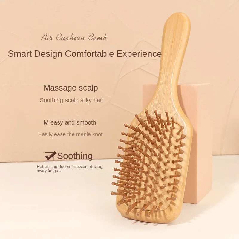 Bamboo Scalp Massage Hair Brush - Natural Wood Comb for Hair Growth and Scalp Health