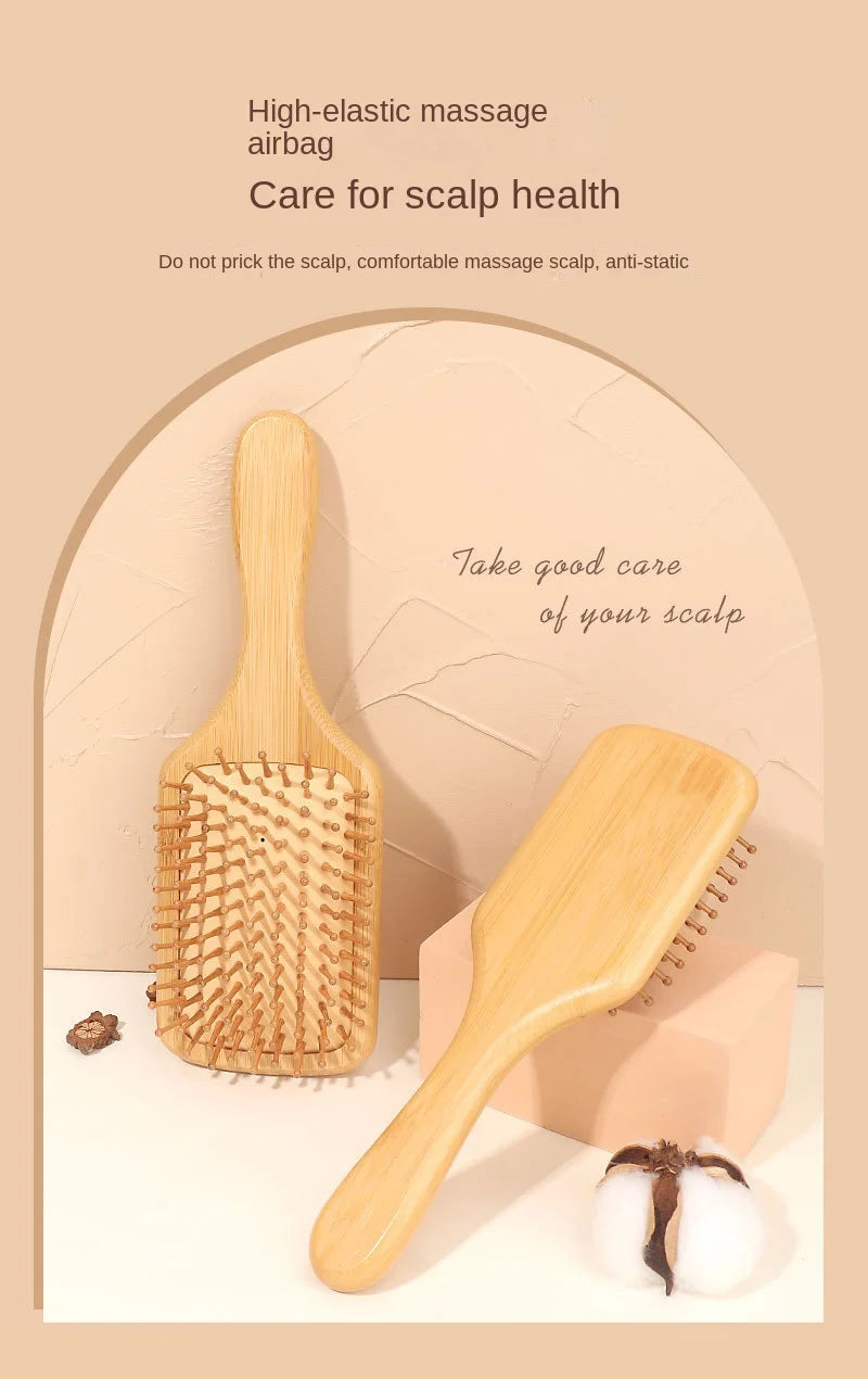 Bamboo Scalp Massage Hair Brush - Natural Wood Comb for Hair Growth and Scalp Health