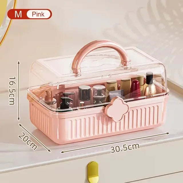 Large Capacity Makeup Storage Organizer Dust-proof Skincare Storage Box for Lipstick Eyeshadow Cosmetic Medicine Organizer