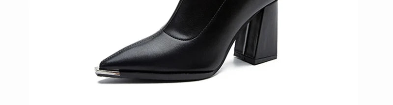 Pointed Toe Ankle Boots - Elegant High Heel Booties with Back Zipper
