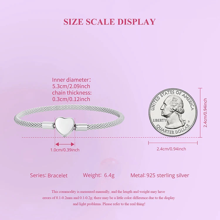Sterling Silver Heart Bracelet - Elegant Bangle for Women