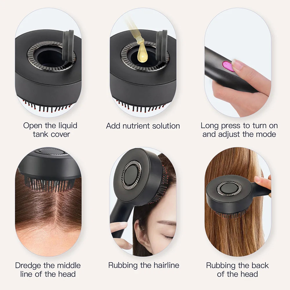 Electric Massage Comb Vibration Red Light Therapy Hair Growth Massage Scalp Massage Brush Anti Hair Loss Liquid Oil Applicator