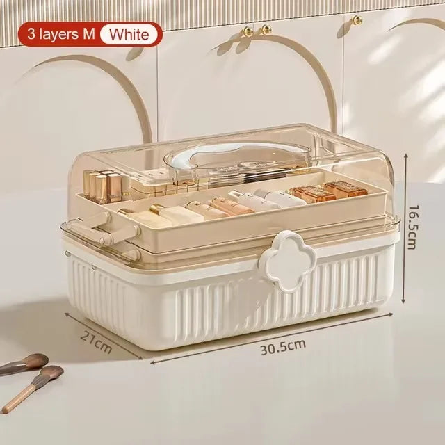 Large Capacity Makeup Storage Organizer Dust-proof Skincare Storage Box for Lipstick Eyeshadow Cosmetic Medicine Organizer